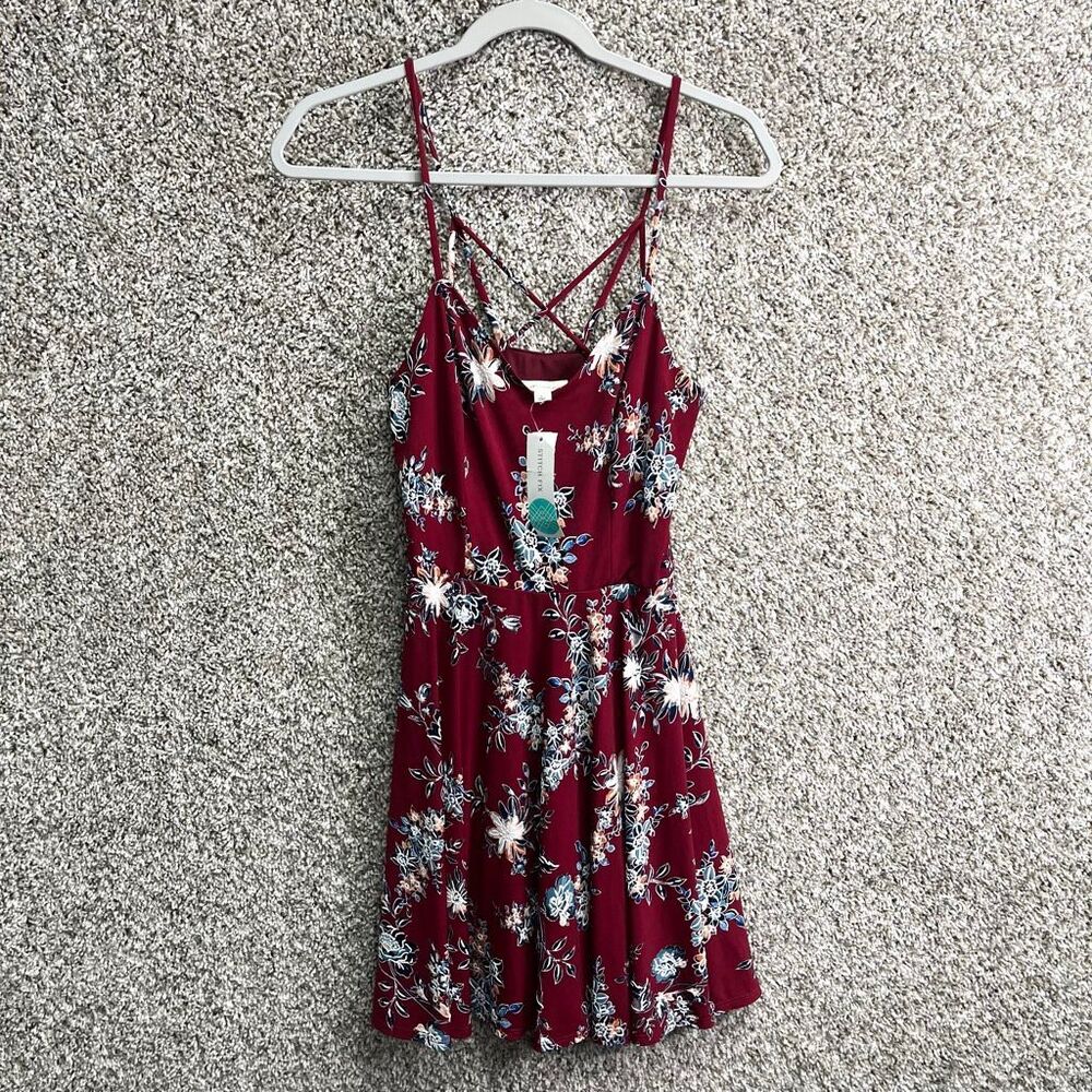 The General Good Dress Women’s S Reign Brushed Knit Red Floral Fit & Flare NWT‎
